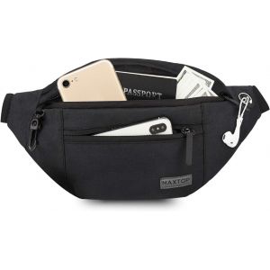 KALANKA-Grand Sac Banane pour Femme et Homme, Sac Banane avec Prise Casque et 4 Poches zippées, Ceinture réglable pour Le Cyclisme, la Course, Le Jogging, Les Voyages, l'extérieur - Neuf