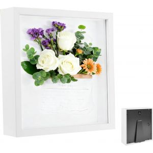 CMWX-Cadre Photo 3D, Cadre Photo Profond à Remplir 25 x 25 cm, avec Plaque Acrylique Transparente, Cadre Objet 3D Profond 3cm, pour Cadeau de Mariage, Cadre Profond en Bois, pour la Maison, Salon, Bl - Neuf