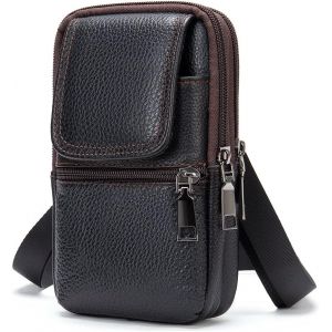 Sac &Agrave; Bandouli&egrave;re Cuir Pour T&eacute;l&eacute;phone Portable Homme, &Eacute;tui De Ceinture Pour T&eacute;l&eacute;phone, Vertical Sacoche Telephone Housse De Transport Clip Avec Boucle De Ceinture Pochette Sac Bandouli&egrave;re Portefeuill - Neuf