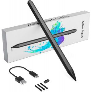 Stylet Microsoft Surface Pro - Pen Compatible Avec Surface Pro 11/9/10/8/X/7/6/5/4/3, Go2/3/4/Book/Laptop/Studio - Charge Rapide USB-C, Fonction Copilot - Neuf