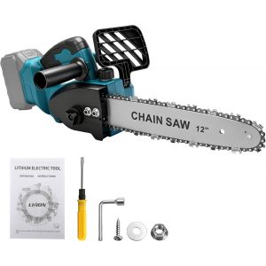 MEVRONISSHOP-Scie &agrave; cha&icirc;ne &eacute;lectrique sans fil, 12 pouces &Eacute;lectrique sans balais Compatible avec Makita 18V, Scie &agrave; cha&icirc;ne &agrave; lubrification automatique pour s&eacute;cateurs de jardin, coupe de bois (sans ba - Neuf