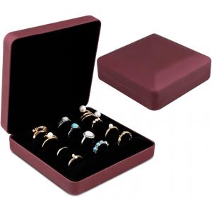 Boîte De Rangement Pour Bagues À Bijoux, Petite Boîte À Bijoux De Voyage, Boîte De Rangement Portable Pour Bagues, Boucles D'oreilles, Boutons De Manchette (Rouge) - Neuf