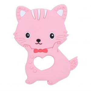 Jouet De Dentition En Silicone En Forme De Chat Et D'animal De Dessin Anime Pour Bebe, Enfant, Rose - Neuf