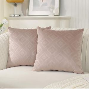 Eryi-Housse Coussin 40x40 Decoratif En Velours Côtelé Avec Fermeture Eclair Caché Taie Oreiller Doux Pour Décoration Coussin Canape Salon Jardin Fauteuil Lit Lot De 2, Coussin Rose Gris - Neuf
