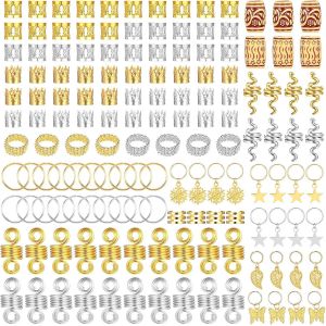 Kal-Lot De 146 Bijoux Pour Tresses Et Dreadlocks - Accessoires En Alliage Avec Breloques Pour Cheveux Et Décoration De Barbe Pour Femme - Neuf