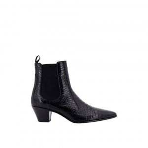 Bottines Chelsea En Cuir Noir À Effet Serpent De Celine - 41 - Neuf