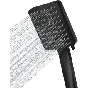 Lkjkj-Pommeau De Douche, Grande Pommeau Douche Carrée Avec Commande À Une Main, Pommeau De Douche Haute Pression Avec 6 Modes De Douche, Chromés¿Noir¿ - Neuf