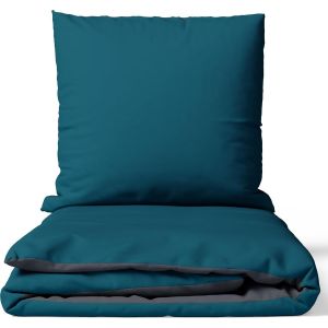 Parure De Lit 3 Pi&egrave;ces 200 X 220 Cm Avec 2 Taies D'oreiller 80 X 80 Cm - Certifi&eacute; &Ouml;ko-Tex - Satin De Coton P&eacute;trole - Pour Lit King Size - Avec Fermeture &Eacute;clair - Neuf