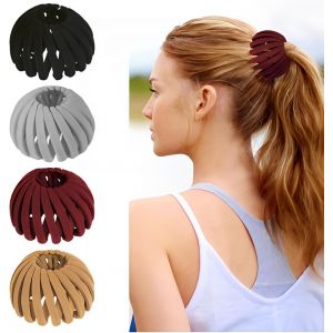 4 Pièces Barrettes À Cheveux Extensibles En Nid D'oiseau, Accessoires De Cheveux Pour Femmes, Porte-Queue De Cheval, Pince À Chignon Pour Cheveux Fins, Épais, Fins, Bouclés - Neuf