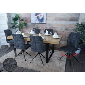 Lot de 6 chaises de salle &agrave; manger HWC-N99, chaises de cuisine chenille (340 g/m&sup2;) Oeko-Texgris fonc&eacute; - Neuf