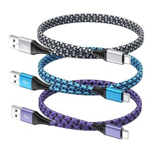 JGD-Lot de 3 c&acirc;bles USB C courts de 50 cm - Charge rapide USB A vers C pour iPhone 16/15/15 Pro Max, Samsung S24/S23/S22/S21/S10/A35/A15/A55/A16/A13/A54/z Flip 6, Huawei P40/P30, Pixel 9/8a - Neuf