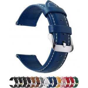 Bracelet Montre En Cuir Véritable,Axus Montre Bracelet À Dégagement Rapide,24mm Bleu Foncé - Neuf