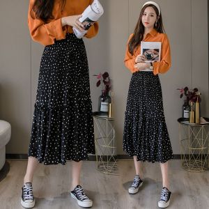 Robe D'été Grande Balançoire À Pois Jupe Trapèze Mi-Longue En Mousseline Plissée Jupe Longue À Pois Jupe D'été - Neuf
