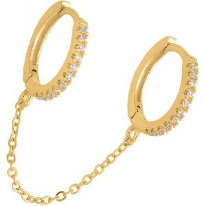 Kal-Boucles D'oreilles Argent 925 Pour Femme Plaquée Or 14 Carats Dangle Chaîne Boucles D'oreilles, Double Creoles Or/Argent Pour Plusieurs Piercings Oreille Helix Tragus Piercing Bijoux - Neuf
