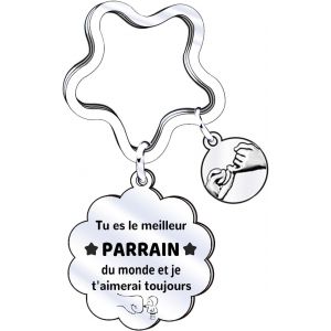 KAL-Porte Cl&eacute; Parrain Cadeau Parrain Cadeau Parrain Marraine Demande Porte Cle Veux Tu Etre Mon Parrain Porte Clef Personnalis&eacute; Cadeau Homme Anniversaire Cadeau F&ecirc;te Des P&egrave;res - Neuf