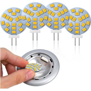 Cheng-Ampoule G4 Led 2w, Équivalent Ampoule Halogène 20w, Ac/Dc 12v, 220lm, Blanc Chaud 2700k, 18 * 2835 Smd, G4 Ampoule Ronde Led Pour Lumière D'armoire, Éclairage Encastré, 4 Pièces - Neuf