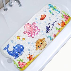Sjzg-Tapis De Bain Antid&eacute;rapant 100x40cm, Tapis De Baignoire Anti Glisse Avec 200 Ventouse Mat&eacute;riel De Pvc, Tapis De Douche Avec De Dessin Anim&eacute; D'animaux Marins Pour Enfants Et B&eacute;b&eacute; - Neuf