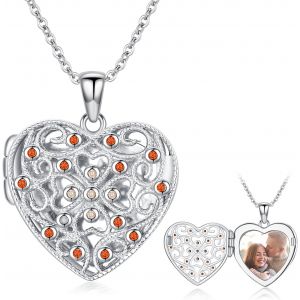 Romantic Work Cha&icirc;ne Pendentif M&eacute;daillon En Forme De Coeur En Argent Sterling 925 Avec Tr&egrave;fle &Agrave; Quatre Feuilles - Cadeau Pour Femme,Argent Sterling - Neuf