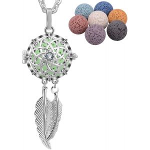 Colliers Longs Pour Femme, Diffuseur D'aromath&eacute;rapie Pour Huiles Essentielles Pendentif Attrape R&ecirc;ves Plaqu&eacute; Argent Diffuseur Boh&egrave;me Cadeau D'anniversaire Pour Vos Femmes - Neuf