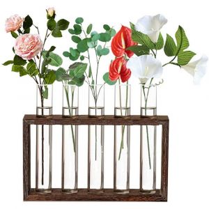 Pot de fleurs mural en verre avec 5 tubes &agrave; essai pour la d&eacute;coration de la maison et du bureau - Neuf