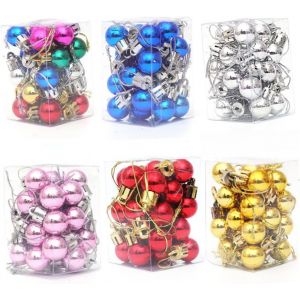 CAUC-24 Pi&egrave;ces Mini Boules De No&euml;l Boules d'arbre De No&euml;l D&eacute;coration De No&euml;l D&eacute;coration De La Maison Orange Ampoule Verdure Guirlande Pendentif Lob Arbre De No&euml;l Boule en Plastique - Neuf