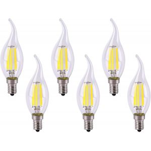 Kaleidoscope-E14 Rétro C35 6w Led E14 Ampoules Transparent Blanc Froid 6500k 500lm Vintage Bougie Led Lampe Lumière Ampoule Pour E14 Base,Remplacer 60w Incandescente Dimmable 6 Paquets[Q1030] - Neuf
