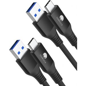 Cheng-Lot De 2 Câbles Usb C Courts 3m 10gbps Usb 3.1 Gen2 Type C Android Auto Qc3.0 3,1a Usb A Vers C Chargeur Rapide Pour Samsung Note20 Galaxy S23/S22/S21 Z Flip 5 Tab S9 Pixel 8 Pro Noir - Neuf