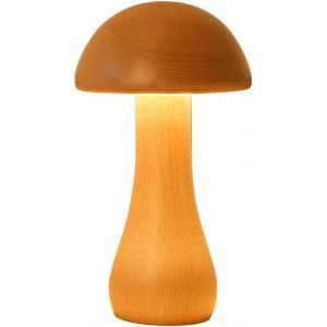 Kal-Lampe Champignon En Bois, Lampes Chevet À Intensité Variable, Veilleuse Table Sans Fil, Avec Tête De Champignon Amovible Rotative À 360°, Pour Décoration Chambre À Coucher, Dortoir - Neuf