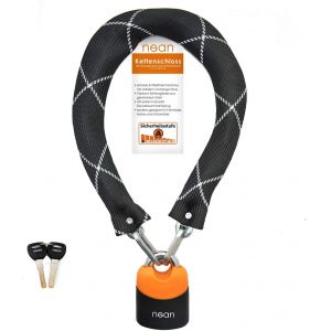Chenquansarl-Antivol À Chaîne Pour Vélo Avec Cadenas, 2 Clés De Sécurité, Gaine En Tissu Extrêmement Robuste, Maillons Carrés En Acier Trempé, 8 X 8 X 900 Mm, Noir - Neuf
