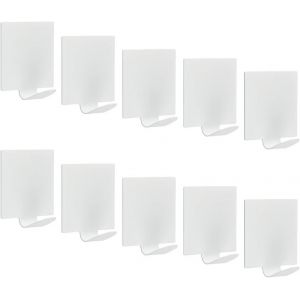 10 Pi&egrave;ces Crochet Adh&eacute;sif, Mural de Salle de Bains, Porte Manteau Adh&eacute;sif en Acier Inoxydable, Accroche Tableau sans Per&ccedil;age, Crochet Autocollant Acier Inox, Blanc - Neuf