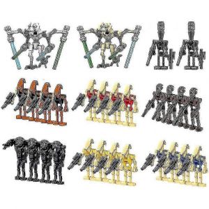 Lot de 28 figurines de soldats de combat, généraux et droïdes avec armes, blocs de construction, jouet d'assemblage, cadeau pour enfants - Neuf