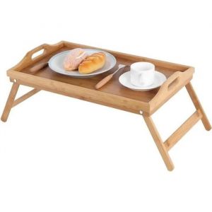 Plateau De Lit - Bambou - Pliable - 50x30 Cm - Table De Petit-Déjeuner - Rectangulaire - Neuf