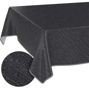 Nappe de table en toile cirée, lavable, avec ourlet, aspect textile, lin, pour table de jardin, jaune, 180 x 140 cm - Neuf