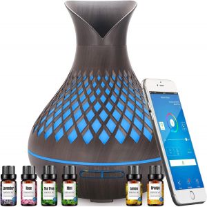 Diffuseur D'Ar&ocirc;mes Alexa Avec Ensemble D'Huiles Essentielles,500 Ml Diffuseur Wifi Compatible Avec Alexa/Google Home Et App De Contr&ocirc;le,7 Couleurs Led,Cr&eacute;ation De Programmes Et Minuterie, - Neuf