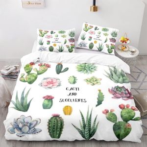 Housse De Couette X Ado Garcon Polyester Coton Parures De Lit Moelleux Cactus House De Couette X Cm Avec Taies D'oreiller X Cm - Neuf