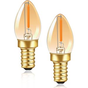 Ampoule Bougie Led C7 E12 Blanc Chaud 220v 0.5w Petite Ampoule Vintage Edison Remplacement 5w Incandescent, 50lm 2200k Ambre E12 Ampoule Led D&eacute;corative Veilleuse Lampe &Agrave; Sel, Non Dimmable, Lot De 2 - Neuf