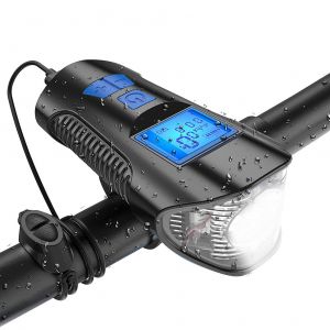 Feu Arriere Et Feu Avant De Velo A Led Rechargeable Par Usb Avec Compteur De Vitesse Et Odometre - Neuf