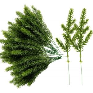 Lot de 60 guirlandes de branches d'aiguilles de pin artificiel - 17 x 5 cm - Plantes - vertes Aiguilles de pin artificiel - Pour les guirlandes, couronnes de Noël, décoration et jardin - Neuf