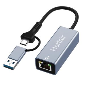 EUOP-Adaptateur Usb C Vers Ethernet, Usb 3.0 Vers Rj45 Gigabit Thunderbolt Lan 1000 Mbps, Ethernet Vers Usb 3.0 Type C 1000 Mbit/S En Aluminium Pour Windows Xp, Mac Os, Linux, Vista 7 8 10 11 - Neuf