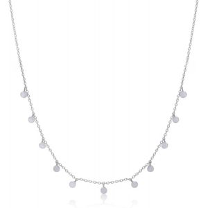 Collier Ras De Cou Minimaliste Pour Jeune Femme Avec M&eacute;dailles En Argent Massif 925, Collier Pampilles Bijou Cha&icirc;ne Multiple Pastilles Disques Ronds, Plusieurs M&eacute;daillons Cercles - Neuf