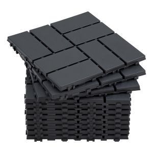 11 Pcs&iquest;1&iquest;&iquest; Pav&eacute;s Clipsables Pour Terrasse &iquest; Plastique Pp, R&eacute;sistants Et Faciles &Agrave; Poser Anthracite - Neuf