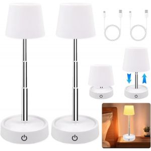 Kal-2 Pcs Lampes De Table Réglable En Hauteur,Lampe De Table Sans Fil À Intensité Variable,Lampe De Chevet, Lampes De Table Led À Intensité Variable,Lampe De Table Rechargeable Usb Tactile - Neuf