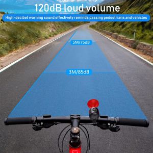 (Rouge) 120db Vélo Bell, Imperméable À L'eau Ipx4 Corne De Vélos, Vtt Électrique Cloche, Sirène Électronique, Vélo De Route Bell Ajustement Pour 15-30mm Guidon, Accessoires De Vélo - Neuf