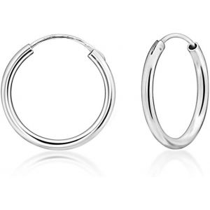 Kal-® Boucle D'oreille Argent - Creoles - Boucles D'oreilles Femme Creole - Anneau Oreille Homme - Creole Homme - Bijoux Creole - Créoles Argent 925 - Épaisseur 2 Mm - Diamètre 10 À 80 Mm - Neuf