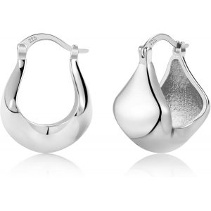 Kal-Boucles D'oreilles En Argent 925 Femmes, Petites Boucles D'oreilles Créoles Hypoallergéniques Mini Boucles D'oreilles Épaisses Petites Boucles D'oreilles Huggie Petites Larges Créoles - Neuf