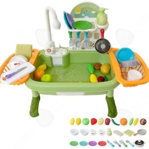 Cuisine enfant 63x28x44cm simulation d'un évier de lavage circulation d'eau électrique jouet d'évier cuisine convient aux enfants - Neuf