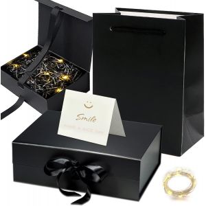 TRAHOO-Boite Cadeau Magnetique avec Couvercle,Bowknot Boite Cadeau,Bowknot Boite Cadeau avec Ruban et Carte,Boite Papier avec Ruban,Boite Cadeau Vide Décorative Boîte,Boîte Cadeau Avec Couvercle - Neuf