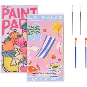 Chenquansarl-Lot De 2 Mini Carnets De Croquis Aquarelle, Bloc-Notes Aquarelle Portable Avec Pinceaux Et Palette, Ensemble De Peinture Aquarelle Compact - Neuf