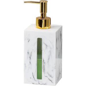 KAL-Distributeur De Savon Pour Salle De Bain Avec Pompe En Métal 500 Ml,Distributeur Carré De Savon Pour Les Mains Et De Lotion Pour Comptoir De Salle De Bain,Distributeur À Pompe Vide(Blanc) - Neuf