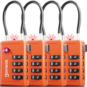 Kalanka-Cadenas Tsa À 4 Chiffres Avec Indicateur D`Ouverture U2013 Pour Valise, Bagage Cabine, Sac À Dos U2013 Acceptés Pour Les Voyages En Avion U2013 Lot De 4, Orange - Neuf